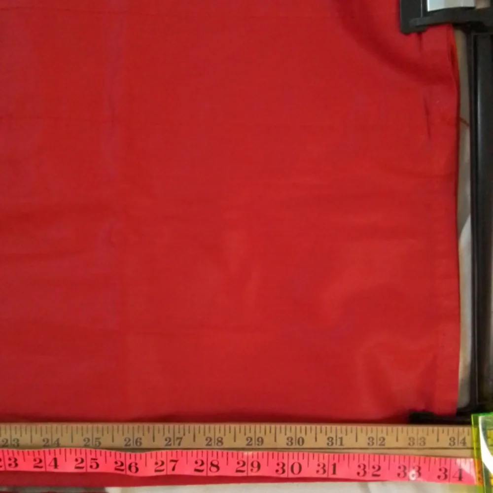 Two Sets of Red Rod Pocket Curtain Toppers